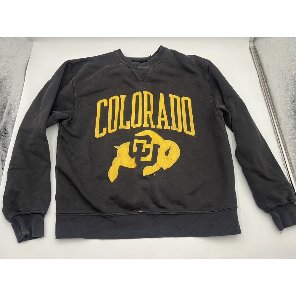 Vintage 90s  Colorado Buffaloes Black Crew Sweatshirt Size M Gear For Sports